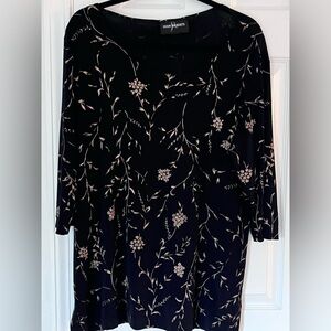 Floral Black and Beige Blouse